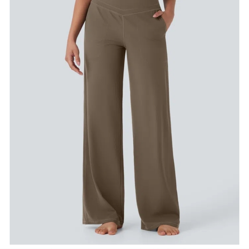 Women's HALARA Ultrasculp High Waisted Tummy CONTROL Straight Pants, Dawn Brown